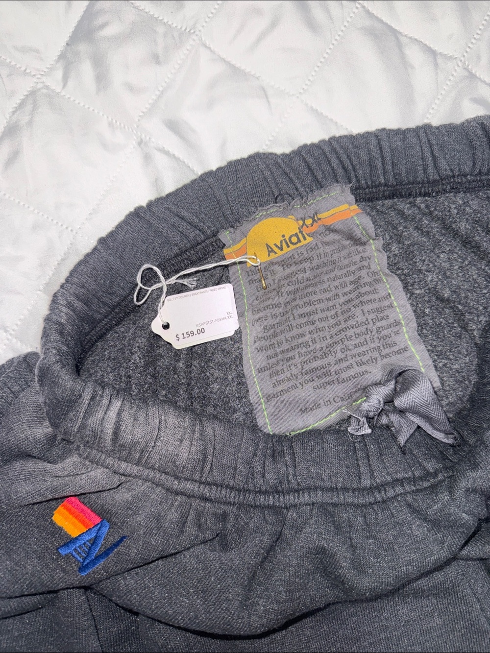 NWT Aviator Nation Bolt Stitch Sweatpants Faded Smoke XXL